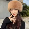 Nuevo Estilo Coreano Otoño e Invierno Piel de Zorro Invierno Engrosado Imitación de Cuero Mongol Sombrero Cálido Protección para Orejas Princesa Hada