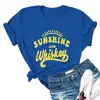 Camiseta de manga corta suelta para mujer con estampado de sol de verano y whisky Cuello redondo manga corta Cuello redondo