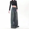 Jeans de pierna ancha estilo retro americano nostálgico para mujer, holgados de cintura alta, nuevo modelo primavera y otoño 2026, pantalones rectos fluidos de largo hasta el suelo