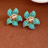 Pendientes de Flor de Resina Azul con Aguja de Plata Retro Estilo Étnico, Pendientes de Lujo Ligero de Gama Alta, Pendientes Frescos y Elegantes para Mujer