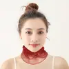 Bufanda de Cuello de Color Sólido con Perlas para Verano, Protección Solar, Cuello Falso, Bufanda de Seda, Malla Transpirable, Accesorios para Niños, Bufanda de Cuello