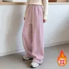 Calças de Lã para Meninas Outono Inverno 2026 Novo Estilo Crianças Menina Calças de Moletom Espessadas Crianças Grandes Inverno Peça Única Calças Esportivas de Lã