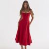 Vestido feminino transfronteiriço de verão da Amazon, novo, elegante, com alça na cintura, emagrecimento, com alça, garfo, balanço