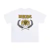 Marca de Nicho de Moda Rhude Verano Nueva Bandera de Corona Streetwear Retro Holgada Camiseta de Cuello Redondo de Manga Corta para Hombres y Mujeres