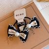 Otoño Nuevo Estilo Negro Estilo Clásico Chanel Pinza para el Cabello de Niña Diadema Lazo Pinza Doble para Niñas Accesorios para el Cabello de Bebé Tocado