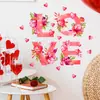 Pegatinas de Pared Florales de Amor para el Día de San Valentín Transfronterizas Adecuadas para Dormitorio, Sala de Estar, Estudio, Decoración Festiva, Pegatinas de Pared de Ambiente, Autoadhesivas