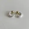 Pendientes de Perla de Temperamento Dulce para Mujer de Gama Alta Franceses Versátiles Cierres de Plata Moda Individual Simples Accesorios de Pendientes de Color Contrastante