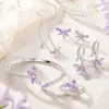 Collar de Libélula Shijia para Mujer Pulsera de Cristal Swarovski Pendientes Conjunto de Anillos Ariana Collar de Libélula Original