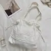 Bolso de Hombro de Encaje con Cordón de Satén Bolso de Hombro Nuevo con Textura de Moda Bolso de Lona de Gran Capacidad Bolso para Viajar