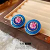 Pendientes Vintage, Pendientes de Flor con Diamantes de Colores y Aguja de Plata, Fabricante de Pendientes de Lujo Ligero Estilo Francés