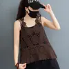 Camisola de Ganchillo Hueca Personalizada para Mujer de Algodón Estilo Sal Distinctivo Encaje Callejero Top Versátil Chaleco Blusa