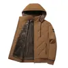 Jaqueta Masculina Forrada com Fleece para o Inverno de 2026, Casaco de Algodão Espesso com Gola Baseball para Outono e Inverno, Casual de Caimento Solto, Tamanho Grande para Homens de Meia-Idade