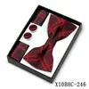 Corbata de moño Estilo Nuevo, Pañuelo Cuadrado, Gemelos Caja de Regalo Set de 3 Piezas, Accesorios de Camisa de Moda para Hombre, Hebilla de Corbata de Moño Multicolor