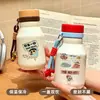 Nueva taza térmica de acero inoxidable 316 con temática de princesa rosa, diseñada para estudiantes y niñas, con un diseño simple y lindo, y un color blanco lechoso