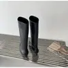 Botas altas de moda de estilo europeo y americano con punta fina, elegantes y versátiles para ir al trabajo, botas de slip-on de color liso con tacón de gato