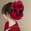 Rojo Brillante de Alta Gama ~ Goma para el Cabello Francesa Oversized, Goma para Moño de Alta Gama, Retorcedor para el Cabello de Año Nuevo