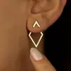 Novo design geométrico de diamante de camada dupla combinada transfronteiriço brincos femininos Joker simples de temperamento de alto nível atacado