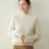 Baicai Rong Nuevo para Otoño/Invierno Cuello Medio Alto Engrosado Tejido de Punto Trenzado Color Sólido Cachemir Tejido Capa Base Holgada Suave Pegajoso Ropa Interior