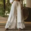Transfronterizo 2026 Estilo Europeo y Americano Algodón-Lino Imitación Color Sólido Encaje Casual Pantalones de Pierna Ancha Marca de Tendencia de Amazon Venta Caliente de Aliexpress