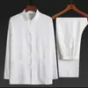 Traje Tang de Algodão e Linho NN para Primavera e Outono para Homens, Conjunto de Manga Longa para Meia-Idade e Idosos, Roupa de Pai, Traje Chinês Tai Chi, Estilo Chinês Retro