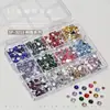 Joias para Nail Art Resina Misturada Caixa com 12 Compartimentos Flor Pérola Coração Laço Diamante para Unha com Formato Especial Aurora