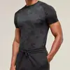 GYMSHARK Camiseta Deportiva Fitness para Hombre Secado Rápido Transpirable Elástica Ajustada Manga Corta Top para Correr Seda de Leche Secado Rápido
