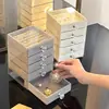 Caixa de Armazenamento Quadrada de Cinco Camadas para Joias Colar Anel Brincos Exquisite Caixa de Joias de Alto Padrão Multi-Camadas Transparente Grande Capacidade