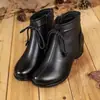 Botines Cortos Estilo Étnico Retro 2026 para Mujer Tacón Grueso Suave Botas Martin Cuero Suave Hechos a Mano Botines Individuales para Mujer Botas de Algodón con Terciopelo