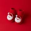 Meias de terry para recém-nascidos, meias de outono e inverno espessas, antiderrapantes, meias de Natal, boneca de desenho animado vermelha, meias de chão para bebês e crianças pequenas