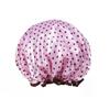 Gorro de ducha grande para mujer impermeable gorro de ducha doble capa gorro de ducha con anillo para el cabello cabello largo y grueso elástico reutilizable