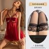 Nueva Lencería Sexy Nocturna con Abertura en la Entrepierna, Ropa de Dormir que No Hay que Quitarse, Conjunto de Camisón de Encaje con Lazo Grande 1819