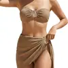 Nuevo Bikini Sexy de Tres Piezas de Amazon 2026, Traje de Baño de Bikini de Dos Piezas con Top de Tubo Dividido, Bikini Estilo Falda para Playa