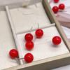 8mm japonês e coreano jóias vermelho pérola feijão brincos pequenos brincos de pérola jóias um pequeno presente