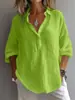 Camisas de Color Sólido para Mujer Transfronterizas, Tops Casuales de Manga Larga con Cuello, Estilos de Botones para el Uso Diario en Primavera y Verano
