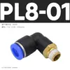 1 Peça Conector Rápido Pneumático de Cilindro Conector Rápido de Encaixe Cotovelo Rosqueado Pl8-02 /4-M5/6-01/10-03