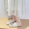 Zapatilla de casa tejida para mujer Primavera/Verano 2026 Nueva Mula de pescador de malla transpirable poco profunda estilo francés para mujeres embarazadas