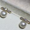 Pendientes de Aguja de Plata S925 Dan Tao Pendientes de Circonita Pendientes Simples Combinables Pequeños y Encantadores Pendientes Lindos de Agua Dulce para Mujer
