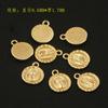 Colgante medalla guadalu chapado en oro real aretes de etiqueta pequeña queen para manualidades pulsera collar accesorios de joyería