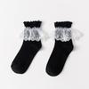 Calcetines Lori jk, calcetines Lolita de madera con orejas de media caña, de encaje liso, calcetines japoneses de hoja de loto, calcetines de algodón para mujer.