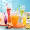 Sacos para bebidas foscos, sacos descartáveis para milk tea com alça, sacos stand-up para suco 250/500ml, sacos transparentes com bico dosador