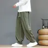 Novidade Outono/Inverno 2026 Estilo Chinês Masculino Calça de Veludo Cotelê Solta de Perna Larga Estilo Lanterna, Tamanho Grande com Cordão Reta Casual