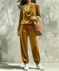 Conjunto de Top Casual de Manga Longa com Ombro Caído e Calça Jogger Feminino Moda Europeia e Americana Nova Transfronteiriço Amazon Outono/Inverno 2026
