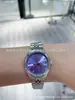 Reloj de la Reina Madre Occidental Nuevo Rojo Rosa Azul Hielo Banda de Acero Esfera Pequeña Reloj de Pulsera de Cuarzo Banda de Acero Reloj para Mujer Color Pitahaya