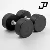 Halteres redondos com cabeça preta revestida, ferro fundido maciço, peso fixo para yoga, fitness em casa, venda direta de fábrica, somente atacado