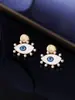 Pendientes de Ojo de Diablo Europeos y Americanos, Pendientes de Alta Gama, Pendientes Coloridos de Esmalte Diamantado Vintage Medieval