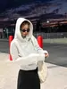 Moletom curto com capuz feminino, estilo americano, marca da moda, para mulheres petites, novo top feminino outono 2026, manga longa, camada interna fina