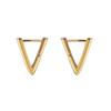 E0394 Pendientes en forma de V de oro auténtico bañados en cobre, estilo europeo y americano, con temperamento femenino, combinables, estilo frío, con hebilla triangular.