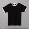 Camiseta Pesada de Algodón Puro Estilo Japonés de 230g con Bloques de Color y Ribete, Manga Corta Unisex Transferencia Térmica Digital