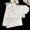 Pijama de Manga Larga para Mujer, Seda Helada de Primavera y Otoño Modelo Nuevo 2026 con Almohadillas en el Pecho, Conjunto Holgado de Ropa para el Hogar de Otoño para Mujer de Tallas Grandes