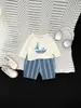 Pantalones infantiles de principios de otoño 2026 estilo primavera y otoño, pantalones largos a rayas para bebés y niños pequeños, niños y niñas, pantalones infantiles casuales de algodón estilo coreano